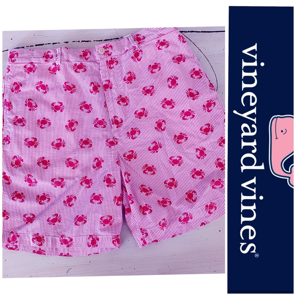 Vineyard Vines Men’s Red Seer Sucker Crabby short